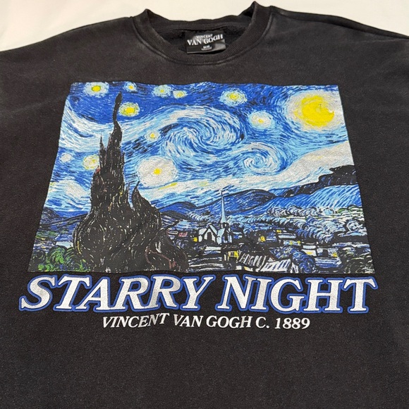 Van Gogh Starry Night Black Crewneck Sweater M NWT - Picture 2 of 5